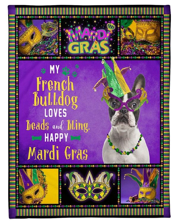 French Bulldog Mardi Gras Blanket