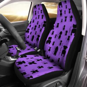 Funny Dogs Car Seat Covers Custom Purple Pattern Car Accessories