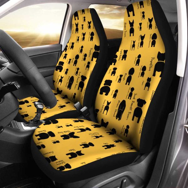 Funny Dogs Car Seat Covers Custom Yellow Pattern Car Accessories