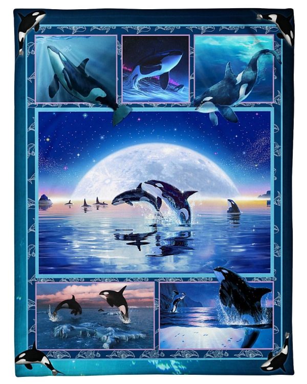 Funny Dolphin And Moon Blanket