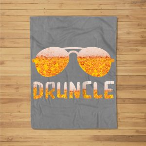 Funny Druncle Gift  Cute Drunk Uncle Beer Men Father’S Day Baseball Fleece Blanket