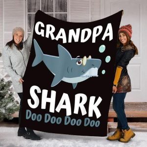 Funny  Grandpa Shark Doo Doo Blanket