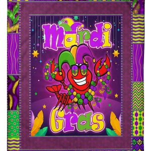 Funny Mardi Gras Crawfish Jester Hat Blanket