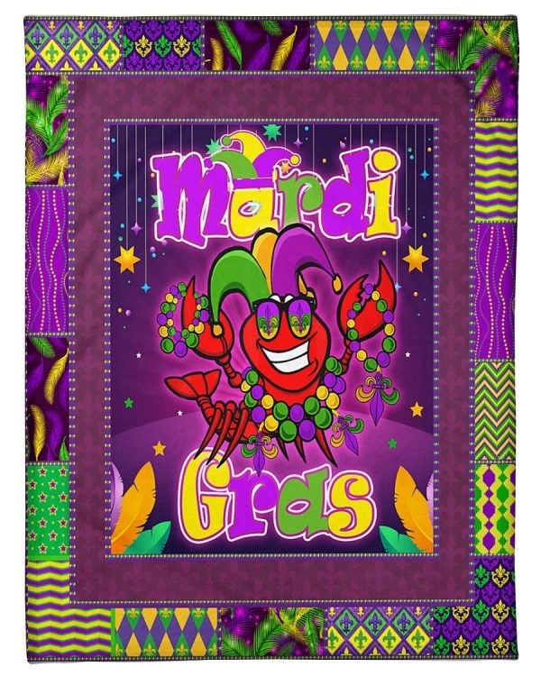 Funny Mardi Gras Crawfish Jester Hat Blanket