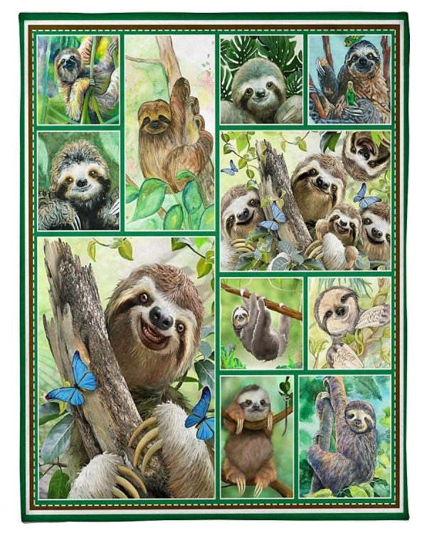 Funny Sloth Art Blanket