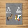 Funny Unicorn Me Before And After Drinking Beer Fleece Blanket