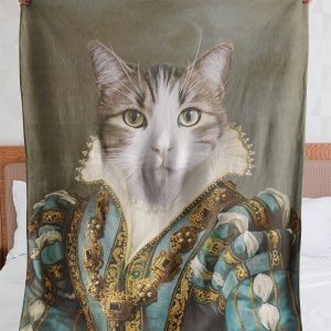 Funny  – A Funny King Cat Customized Photo Blanket