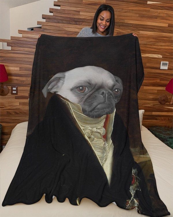 Funny  – Funny Dogs A Noble Pug Customized Photo Blanket