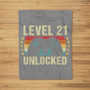 Gaming Vintage 21St Birthday Gift 21 Year Old Boy Girl Gamer Fleece Blanket