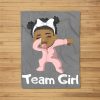 Gender Reveal Party Team Girl Cute Dabbing Black Baby Fleece Blanket