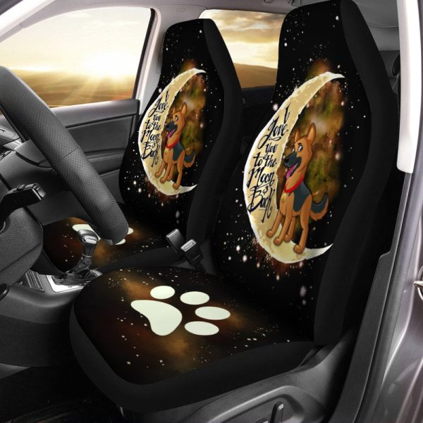 German Shepherd Car Seat Covers I Love You To The Moon and Back Cool Car Accessories Gift Idea For German Shepherd Trainers