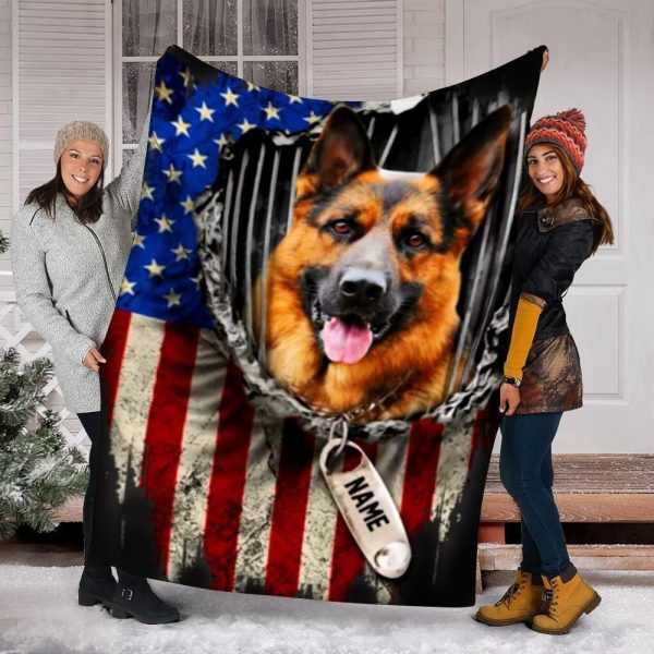 German Shepherd Dog Custom Text Name Printed Blanket