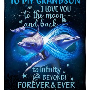 Gift For Grandson Love You To The Moon And Back Trending Blanket