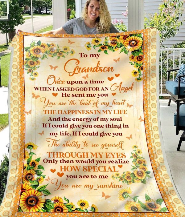 Gift For Grandson You Are My Sunshine Blanket