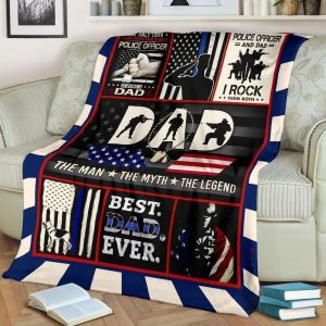 Gift For Police Dad The Man The Myth The Legend Blanket