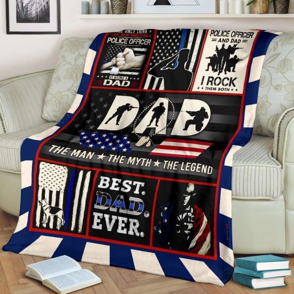 Gift For Police Dad The Man The Myth The Legend Blanket