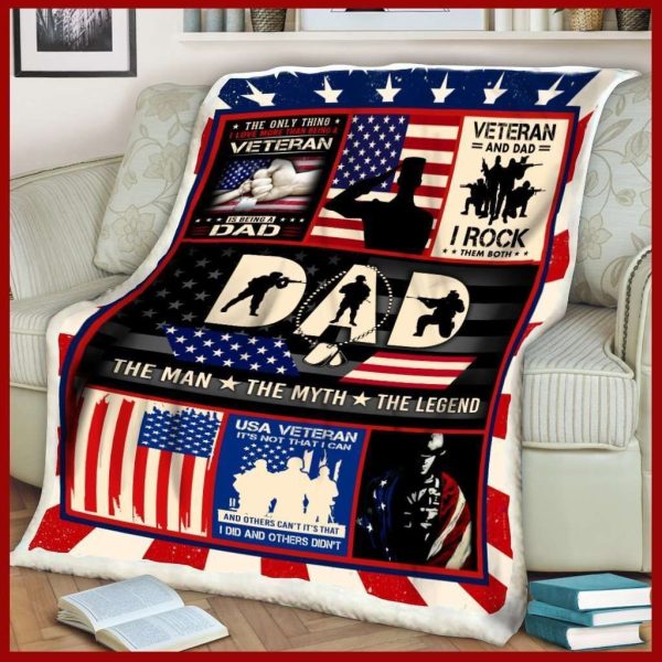 Gift For Veteran Dad The Man The Myth The Legend Blanket