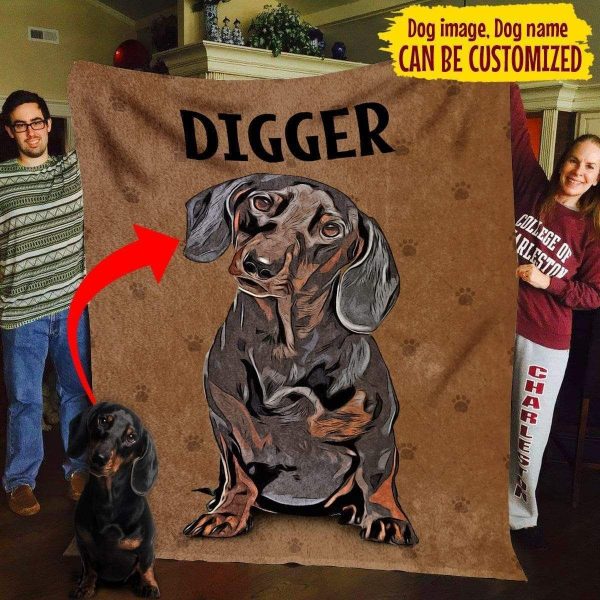 Gigger Dog Brown Background Name Custom Image Printed Blanket