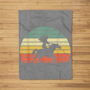 Girl Horse Riding Vintage Cowgirl Texas Ranch Fleece Blanket