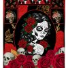 Girl Skull Red Rose Blanket