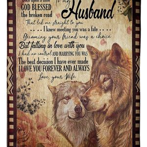 God Blessed My Husband Love You Forever And Always Wolf Blanket