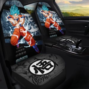 Goku Blue Car Seat Covers Custom Anime Dragon Ball Car Interior Accessories