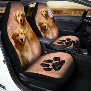 Golden Retriever Car Seat Covers Custom Vintage Car Accessories For Dog Lovers