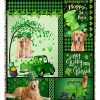 Golden Retriever Happy St Patrick Blanket