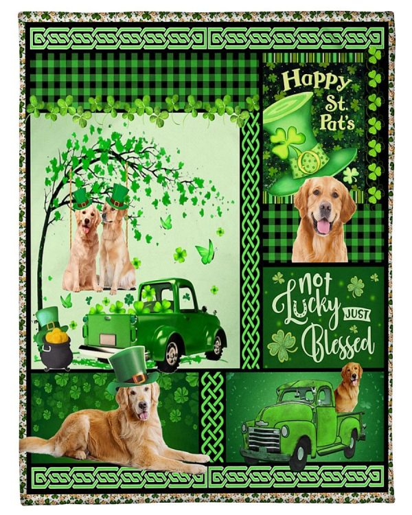 Golden Retriever Happy St Patrick Blanket