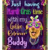 Golden Retriever Having Mardi Gras Blanket