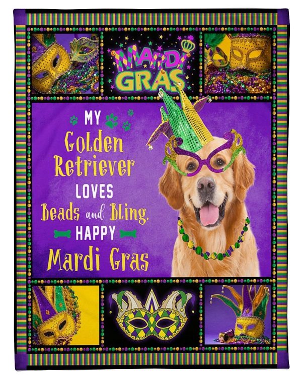 Golden Retriever Mardi Gras Blanket