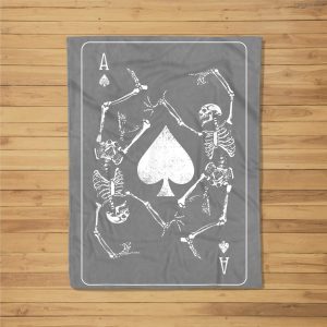 Goth Punk Ace Of Spades Card Shark Gambler Skeleton Fleece Blanket