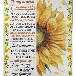 Granddaughter  – To My Dearest Granddaughter Just Remember That Every Time You Need A Hug Or A Place To Call Your Own I’M Always Here Blanket