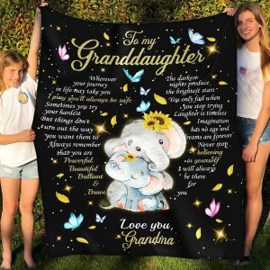 Granddaughter  – To My Granddaughter Always Remember That You Are Powerful Beautiful Brilliant Brave Never Stop Believing In Yourself I Will Always Be There For You Blanket