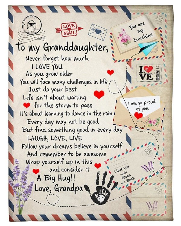 Granddaughter  – To My Granddaughter Every Day May Not Be Good Find Something Good In Every Day Laugh Love Live Follow Your Dreams Believe In Yourself Remember To Be Awesome Blanket