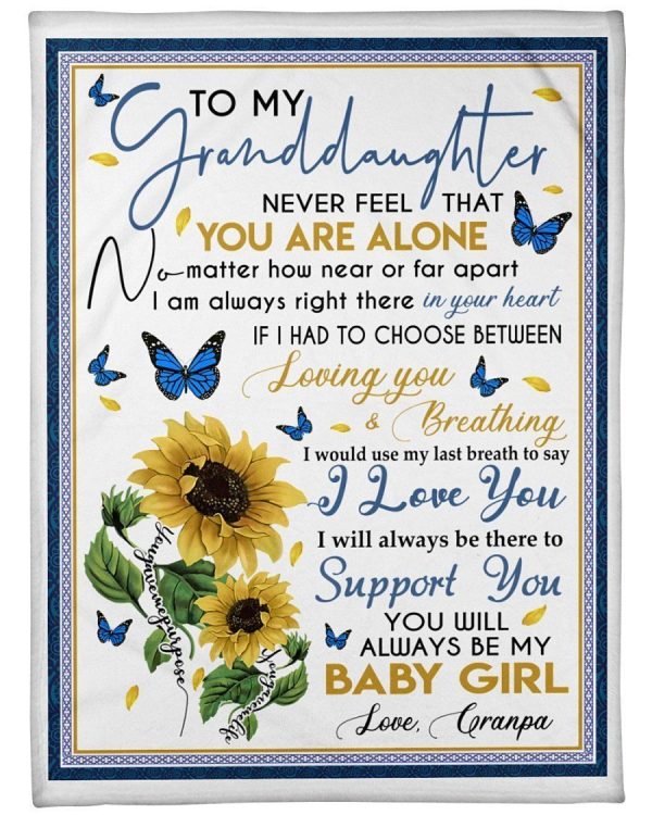 Granddaughter  – To My Granddaughter I Am Always Right There In Your Heart I Would Use My Last Breath To Say I Love You My Baby Girl Blanket