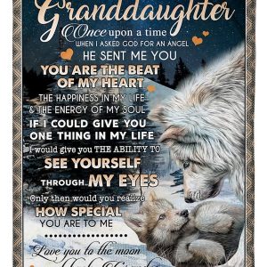 Granddaughter  – To My Granddaughter I Asked God For An Angel He Sent Me You You Are The Beat Of My Heart The Happiness In My Life The Energy Of My Soul I Love You To The Moon And Back Blanket