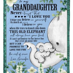 Granddaughter  – To My Granddaughter This Old Elephant Will Always Have Your Back I Can Promise To Love You For The Rest Of My Life Blanket