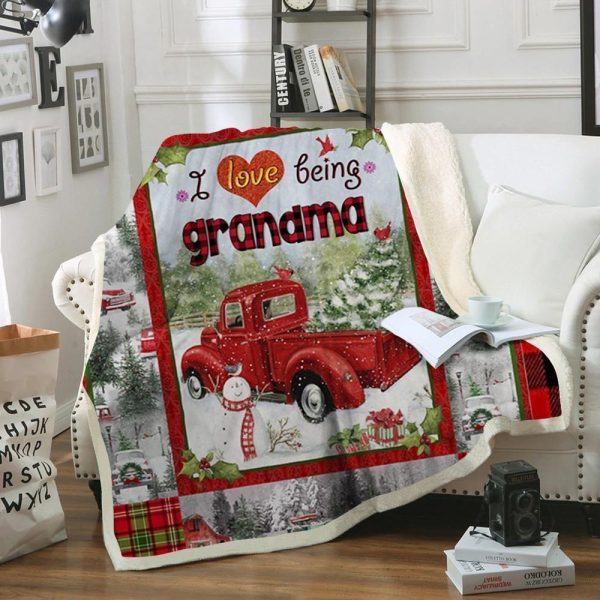 Grandma Christmas Sherpa  Noxphrt Blanket