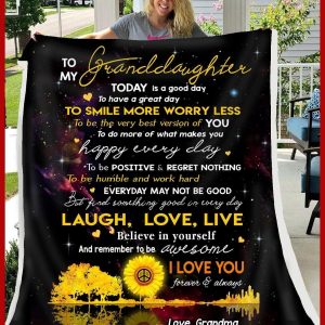 Grandma Gift For Granddaughter To Smile More Worry Less Blanket