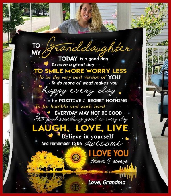 Grandma Gift For Granddaughter To Smile More Worry Less Blanket