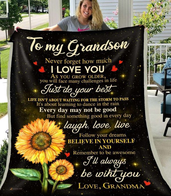 Grandma Gift For Grandson  I’ll Always Be With You Blanket