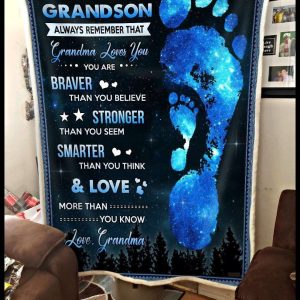 Grandma Gift For Grandson You Are Braver Than You Believe Blanket