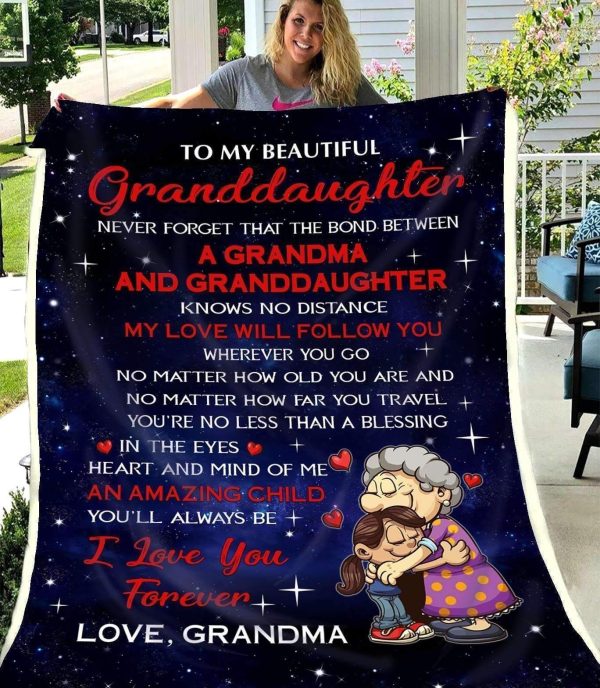 Grandma Giving Granddaughter  My Love Will Follow You Blanket