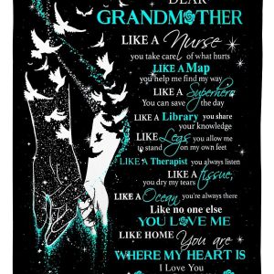 Grandmother My Heart Is Teal Blanket