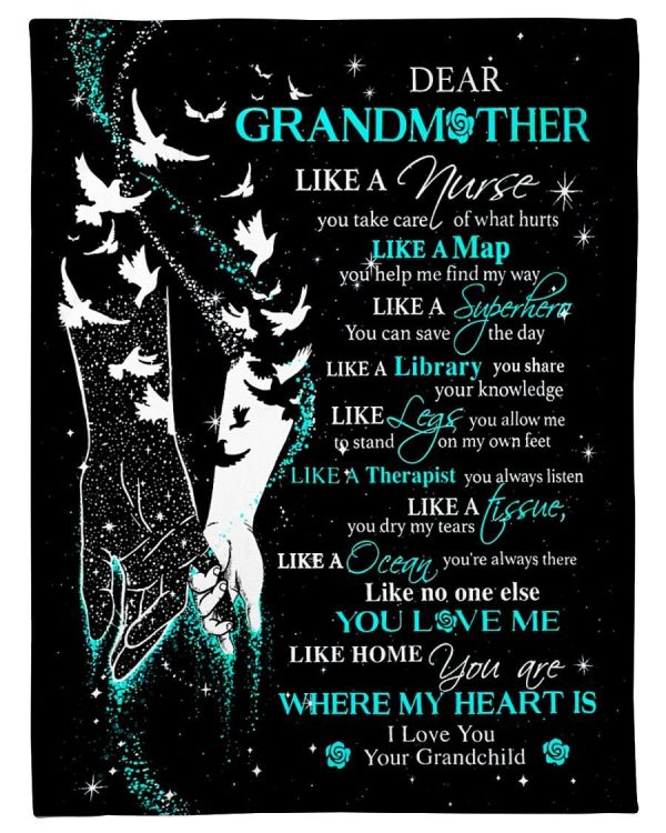 Grandmother My Heart Is Teal Blanket