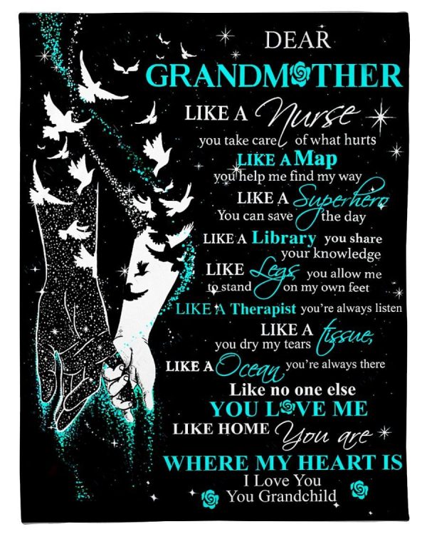 Grandmother Where My Heart Is Teal Blanket