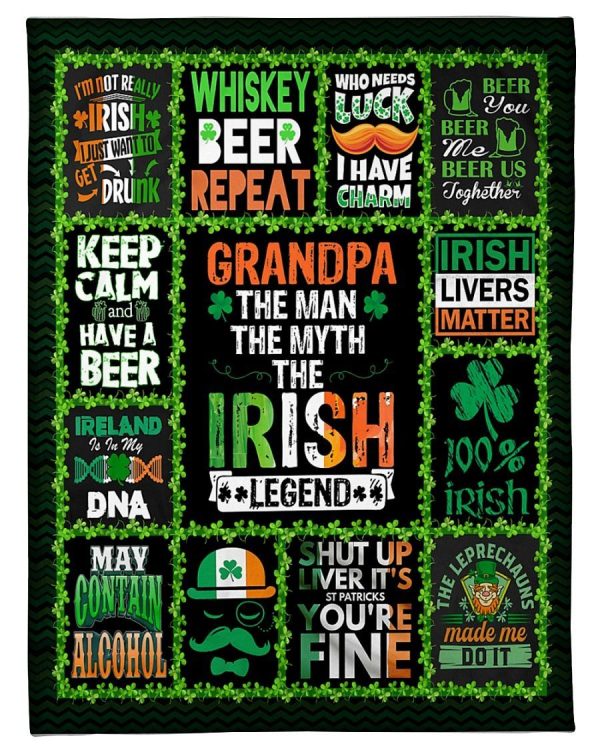 Grandpa The Man Myth Irish Legend Blanket