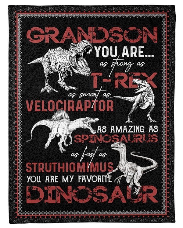 Grandson You Are My Favorite Dinosaur Custom Design Gifts Blanket