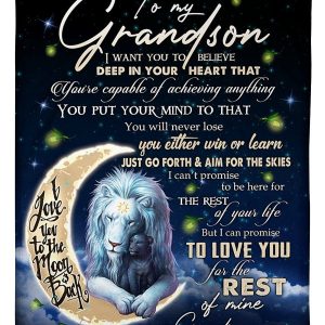 Grandson  – Lions To My Grandson I Want You To Believe Deep In Your Heart You Will Never Lose Just Go Forth And Aim For The Skies Blanket